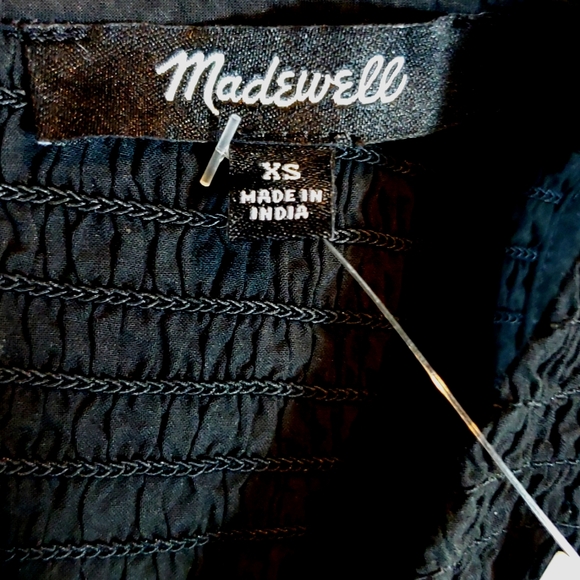 NWT Madewell The Melody Smocked Selena Midi Dress Black XS - Picture 9 of 11